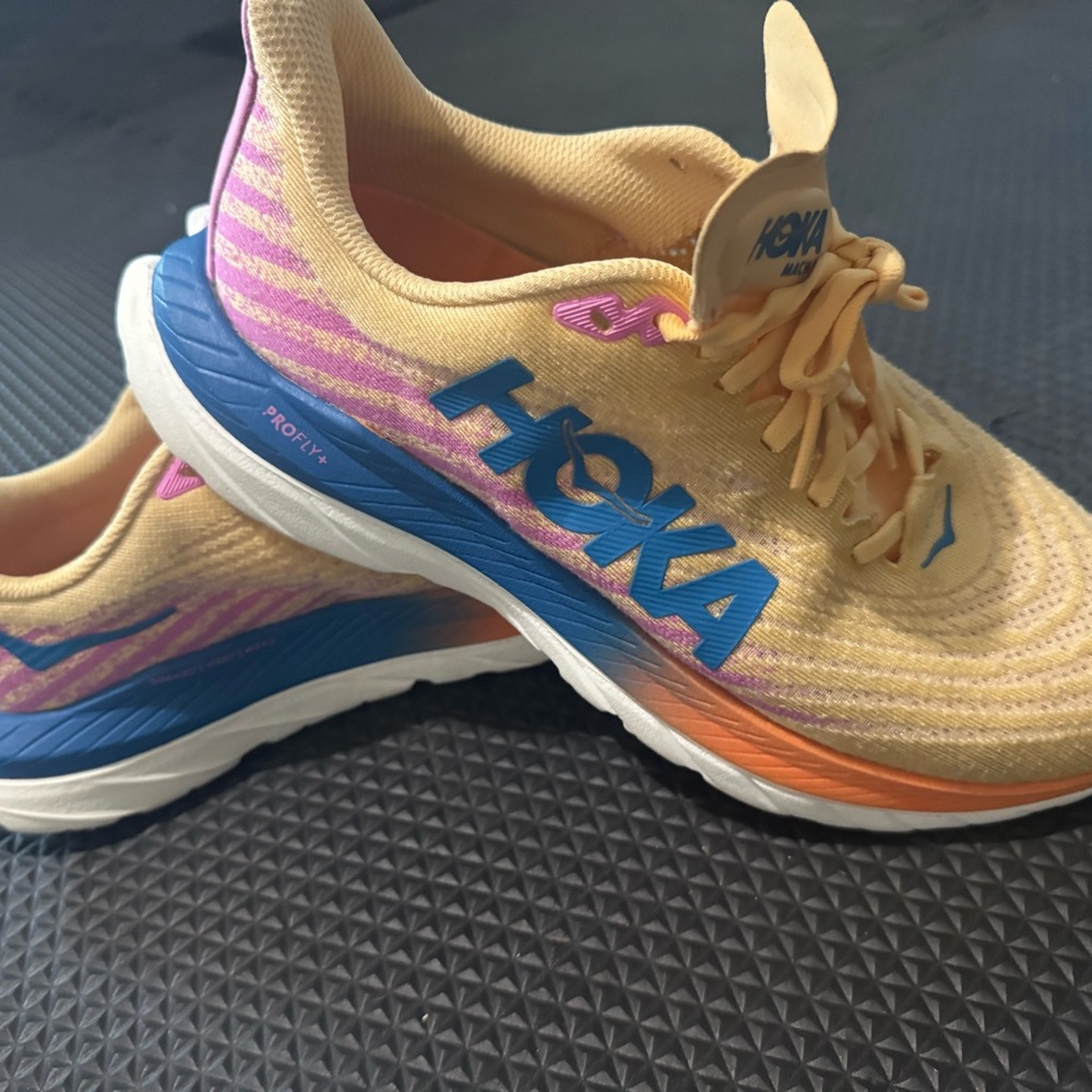 Hoka Yellow and Blue Running Shoes